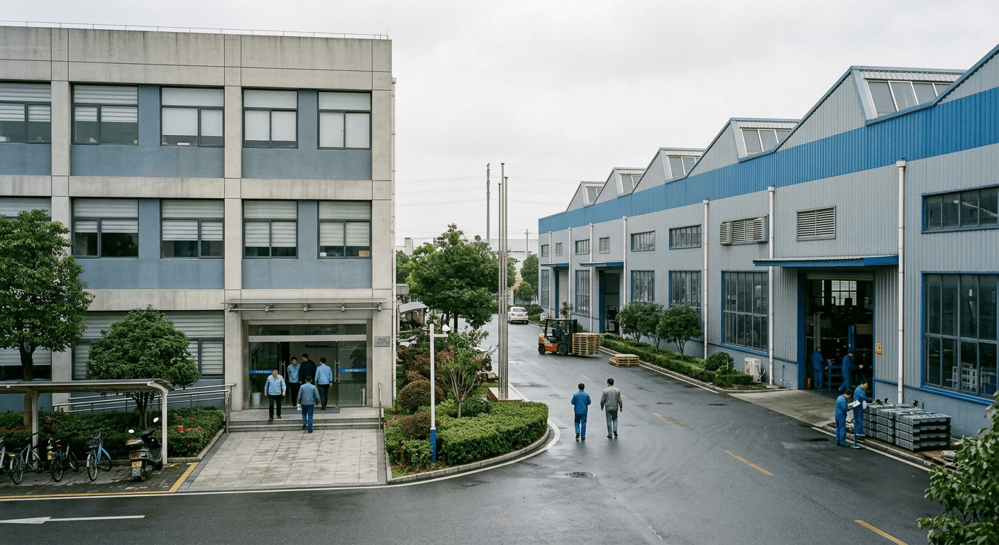 宁波禾源办公楼与制造厂房园区全景